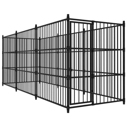 Dog Kennel Black Powder-Coated Steel Large Sturdy