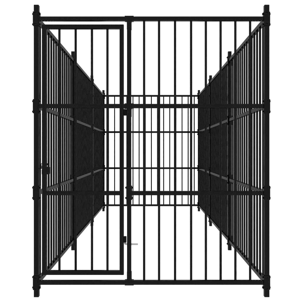 Dog Kennel Black Powder-Coated Steel Large Sturdy