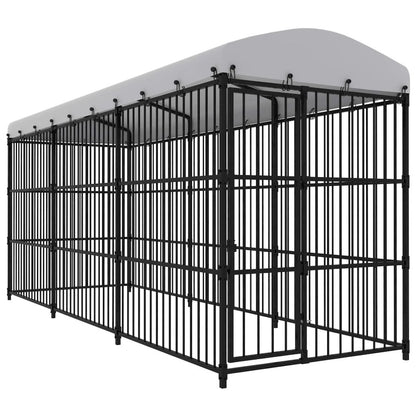 Dog Kennel Black And White Steel, Polyethylene Large Durable
