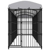 Dog Kennel Black And White Steel, Polyethylene Large Durable