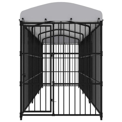 Dog Kennel Black And White Steel, Polyethylene Large Durable