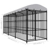 Dog Kennel Black And White Steel, Polyethylene Large Durable