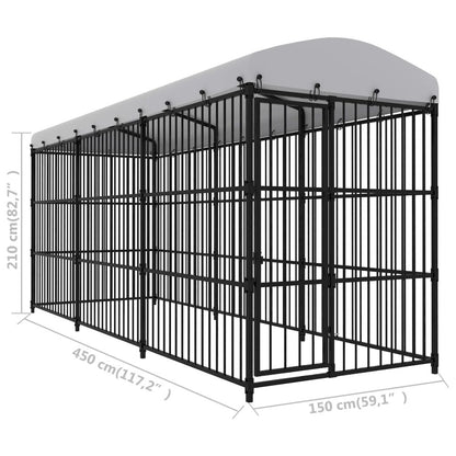 Dog Kennel Black And White Steel, Polyethylene Large Durable