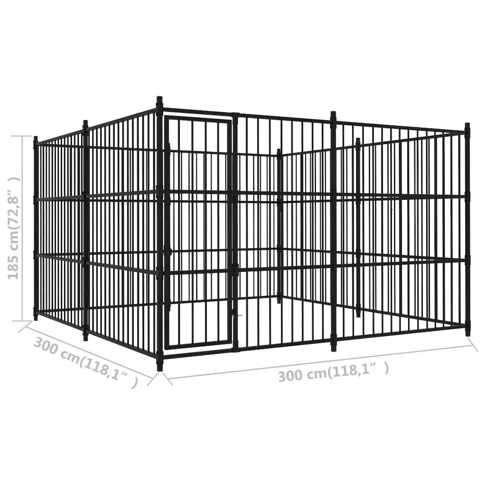 Dog Kennel Black Steel Locks