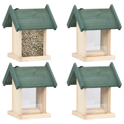 Bird Feeder Green, Natural Wood Firwood, Pvc Medium Portable