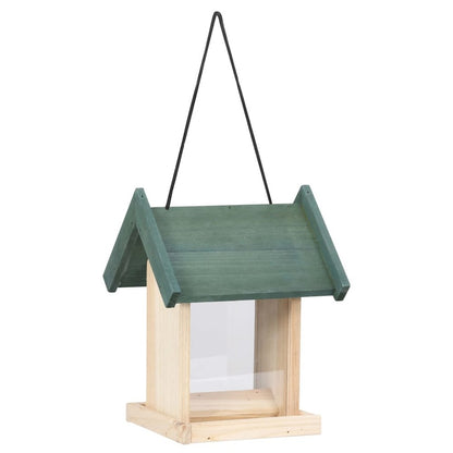 Bird Feeder Green, Natural Wood Firwood, Pvc Medium Portable
