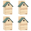 Birdhouse Set Of 4 Natural Wood, Green Firwood Small Ornaments