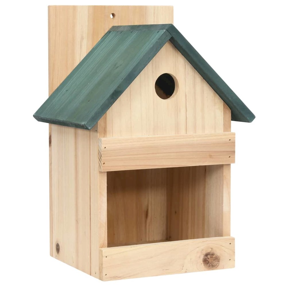 Birdhouse Set Of 4 Natural Wood, Green Firwood Small Ornaments