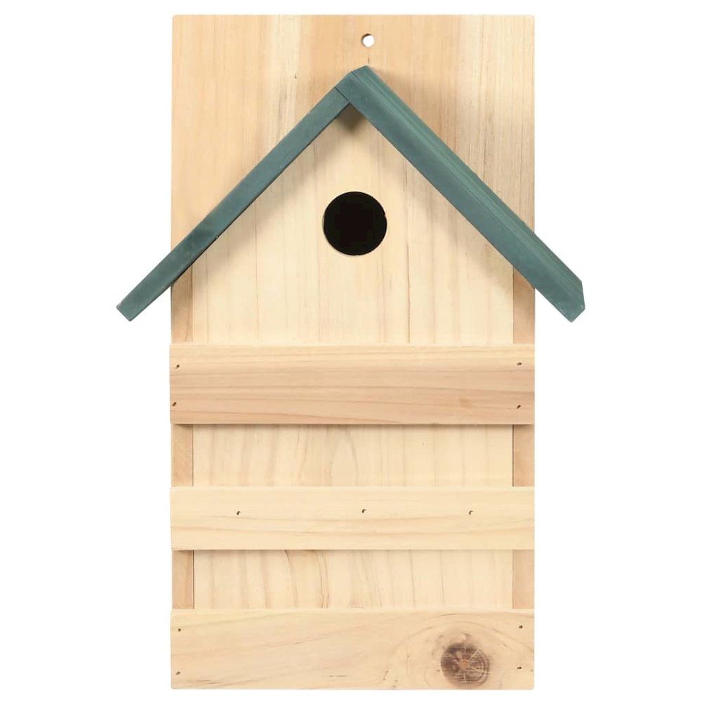 Birdhouse Set Of 4 Natural Wood, Green Firwood Small Ornaments