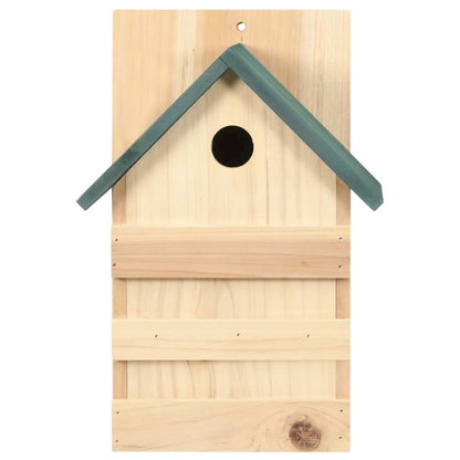 Birdhouse Set Of 4 Natural Wood, Green Firwood Small Ornaments