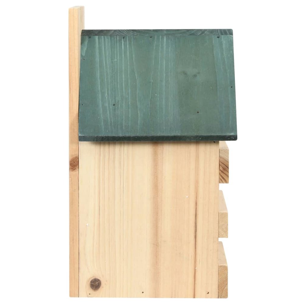 Birdhouse Set Of 4 Natural Wood, Green Firwood Small Ornaments