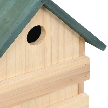 Birdhouse Set Of 4 Natural Wood, Green Firwood Small Ornaments
