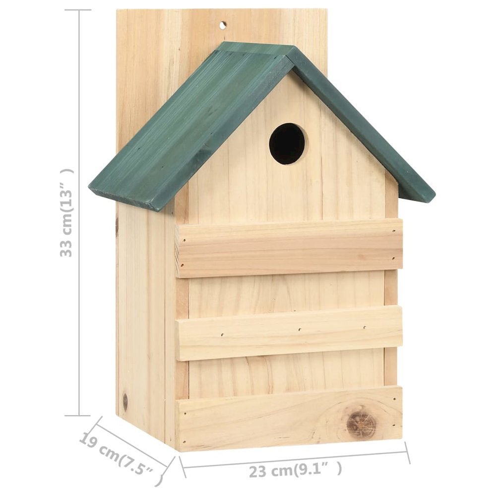 Birdhouse Set of 4 Natural wood, Green Firwood Small Ornaments