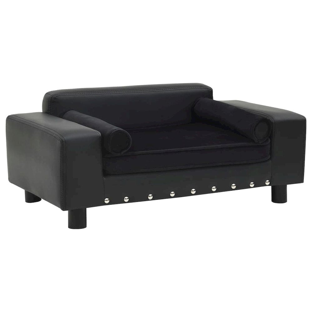 Dog Sofa Black Faux Leather Dog Sofa