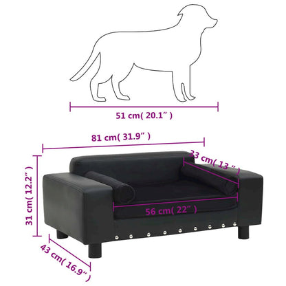 Dog Sofa Black Faux Leather Dog Sofa