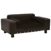 Dog Sofa Brown Faux Leather, Plush, Solid Fir Wood Medium