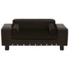 Dog Sofa Brown Faux Leather, Plush, Solid Fir Wood Medium