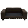 Dog Sofa Brown Faux Leather, Plush, Solid Fir Wood Medium
