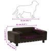 Dog Sofa Brown Faux Leather, Plush, Solid Fir Wood Medium