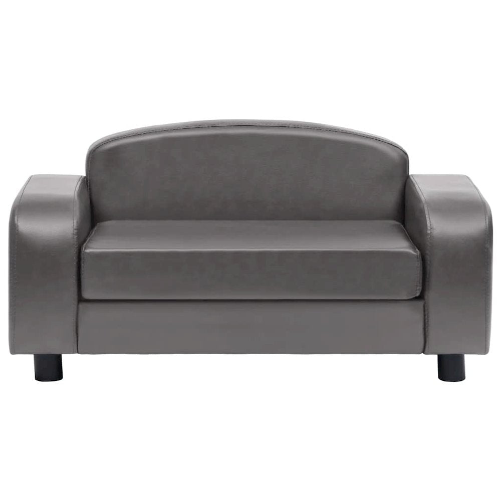 Dog Sofa Grey Faux Leather (100% Polyurethane), Solid Fir Wood, Foam