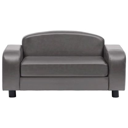 Dog Sofa Grey Faux Leather (100% Polyurethane), Solid Fir Wood, Foam