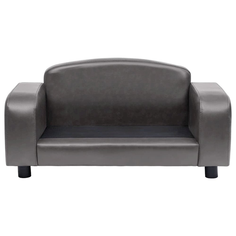 Dog Sofa Grey Faux Leather (100% Polyurethane), Solid Fir Wood, Foam