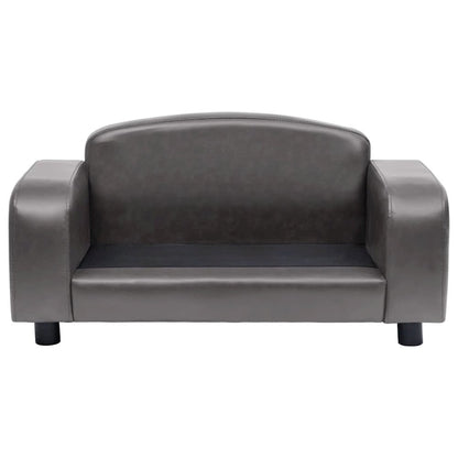 Dog Sofa Grey Faux Leather (100% Polyurethane), Solid Fir Wood, Foam