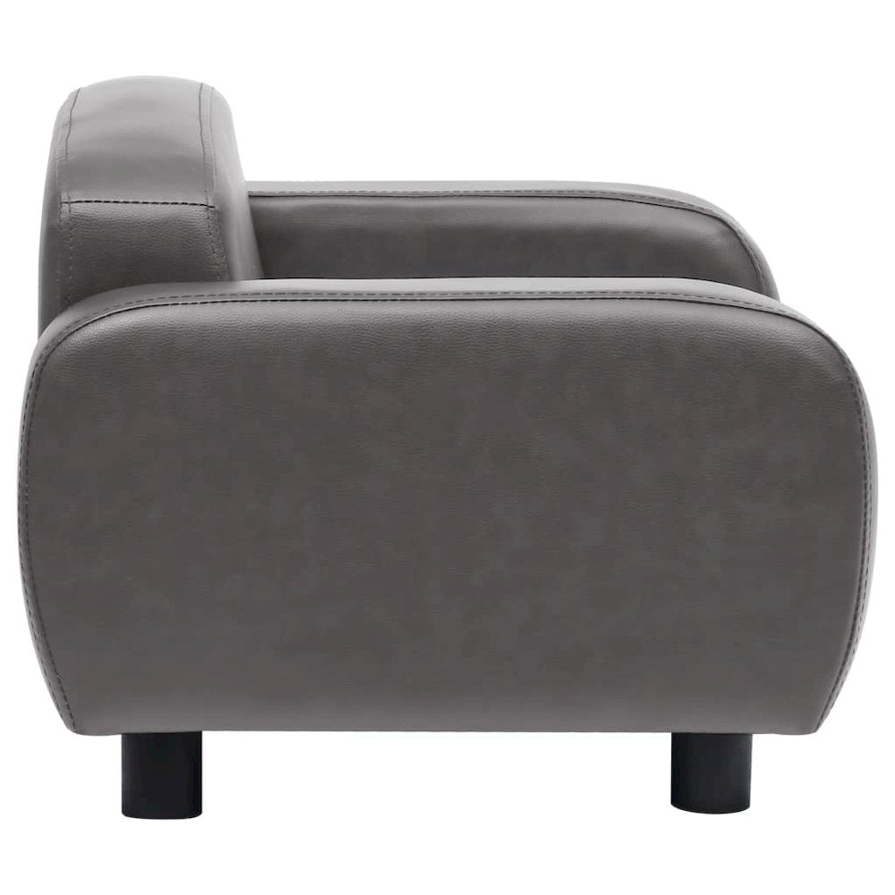 Dog Sofa Grey Faux Leather (100% Polyurethane), Solid Fir Wood, Foam