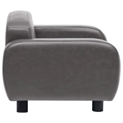 Dog Sofa Grey Faux Leather (100% Polyurethane), Solid Fir Wood, Foam