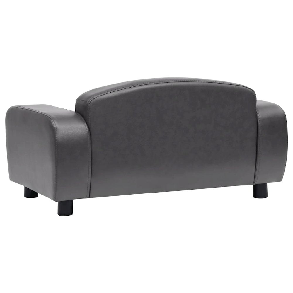 Dog Sofa Grey Faux Leather (100% Polyurethane), Solid Fir Wood, Foam
