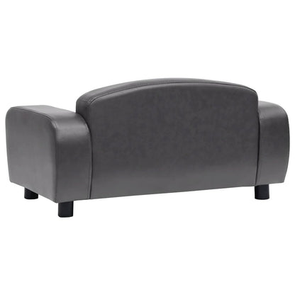 Dog Sofa Grey Faux Leather (100% Polyurethane), Solid Fir Wood, Foam