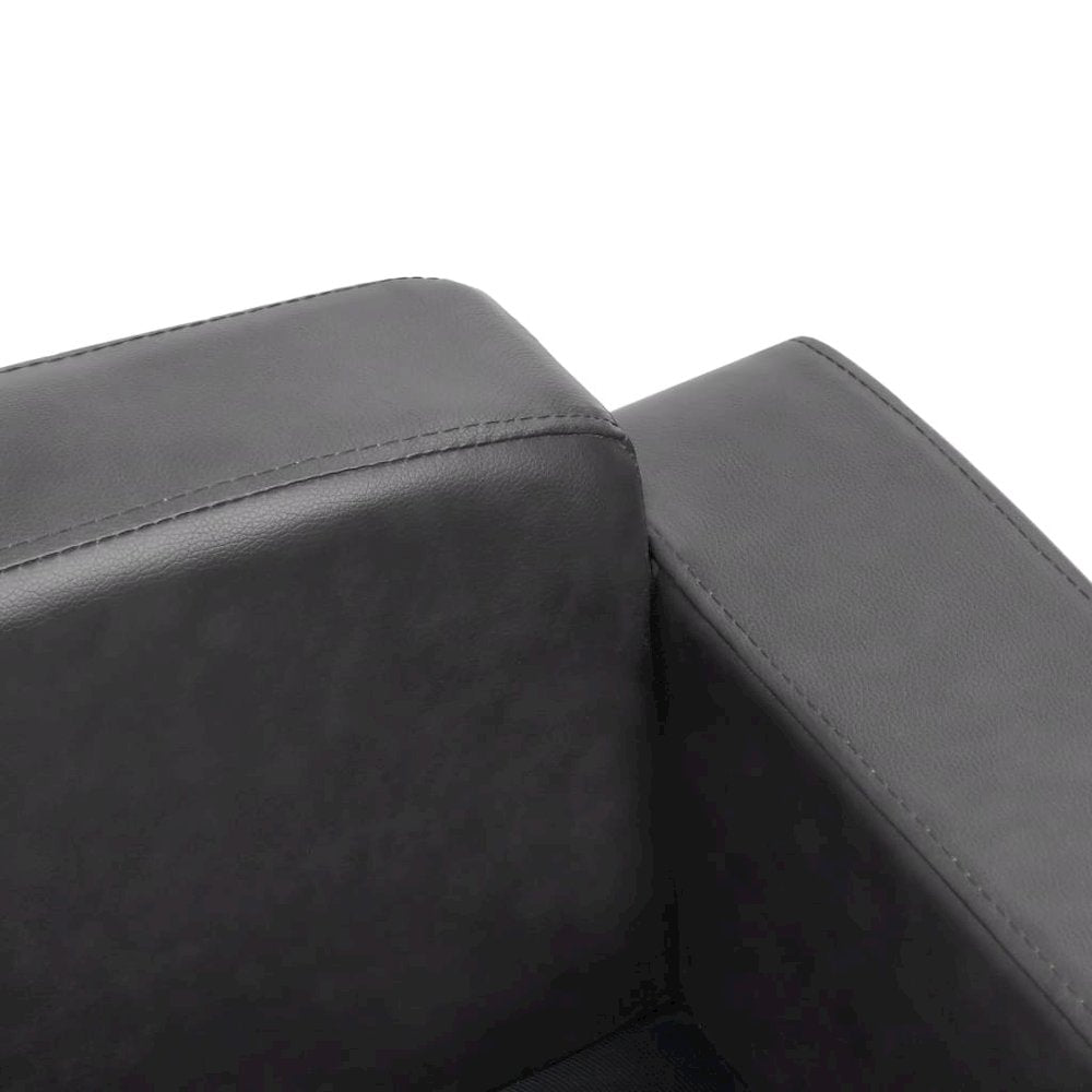 Dog Sofa Grey Faux Leather (100% Polyurethane), Solid Fir Wood, Foam