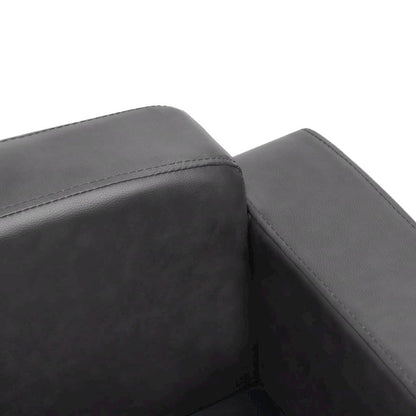 Dog Sofa Grey Faux Leather (100% Polyurethane), Solid Fir Wood, Foam