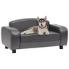 Dog Sofa Grey Faux Leather (100% Polyurethane), Solid Fir Wood, Foam
