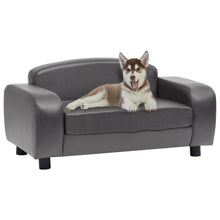 Dog Sofa Grey Faux Leather (100% Polyurethane), Solid Fir Wood, Foam
