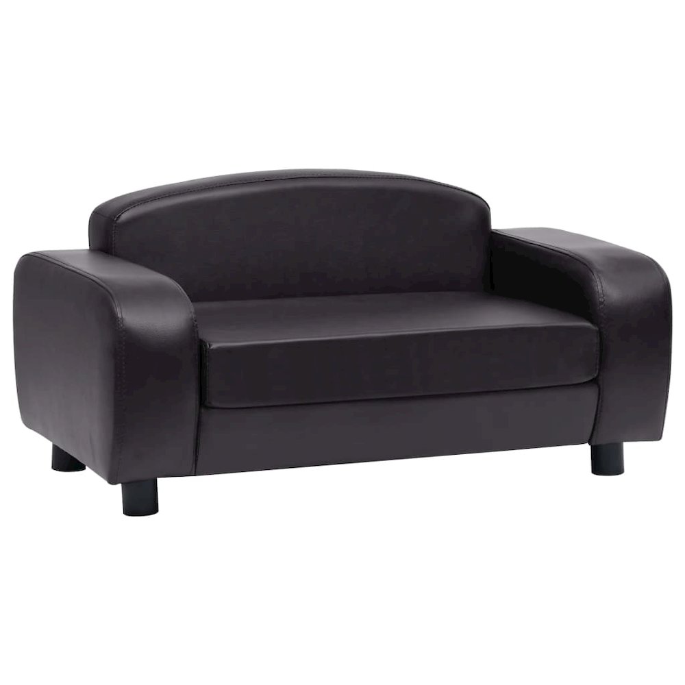 Dog Sofa Black Faux Leather, Solid Fir Wood