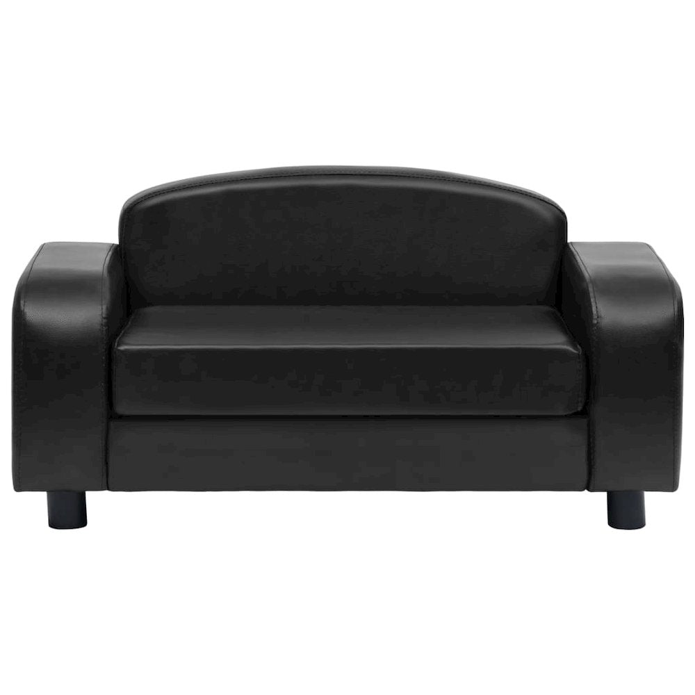 Dog Sofa Black Faux Leather, Solid Fir Wood