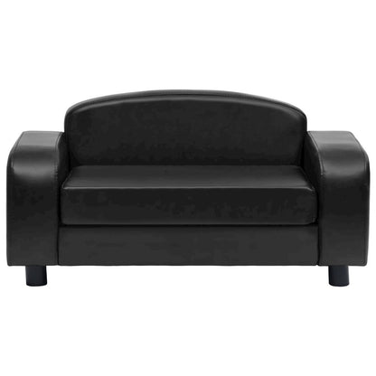 Dog Sofa Black Faux Leather, Solid Fir Wood