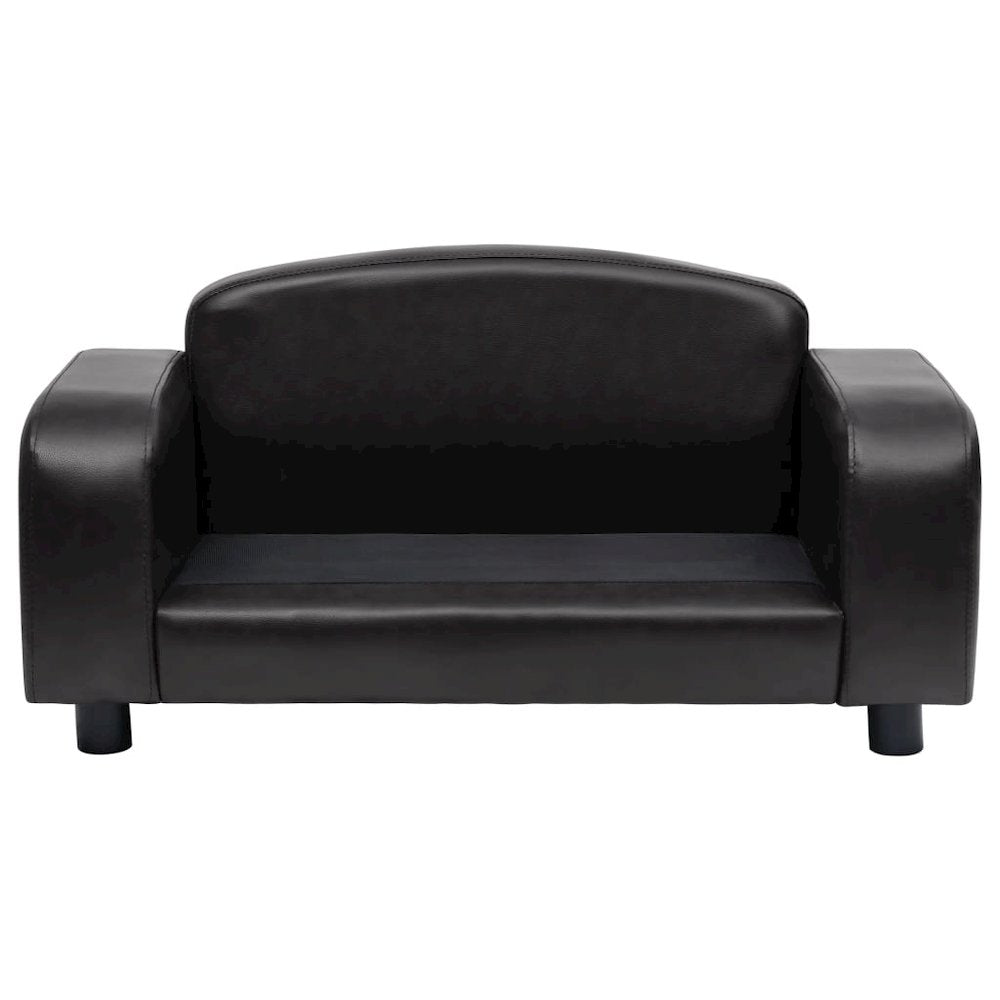 Dog Sofa Black Faux Leather, Solid Fir Wood