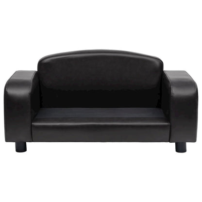 Dog Sofa Black Faux Leather, Solid Fir Wood