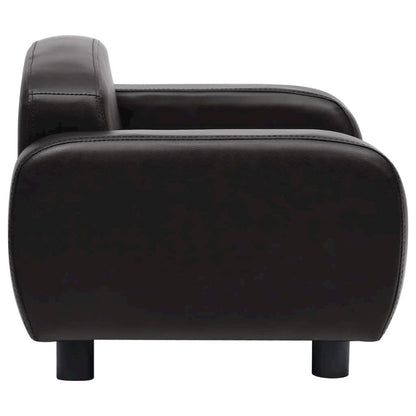 Dog Sofa Black Faux Leather, Solid Fir Wood