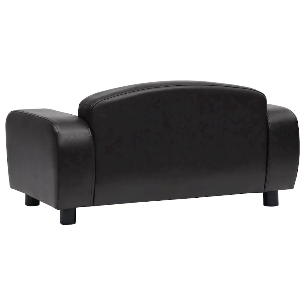 Dog Sofa Black Faux Leather, Solid Fir Wood