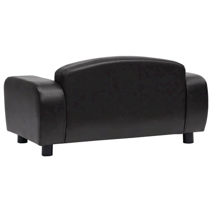 Dog Sofa Black Faux Leather, Solid Fir Wood