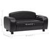 Dog Sofa Black Faux Leather, Solid Fir Wood