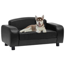 Dog Sofa Black Faux Leather, Solid Fir Wood