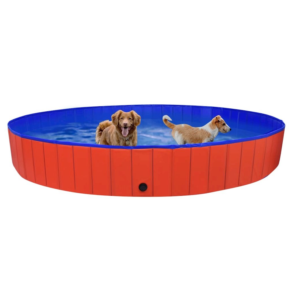 Dog Swimming Pool Red PVC Diameter 118.1 in x Height 15.7 in
