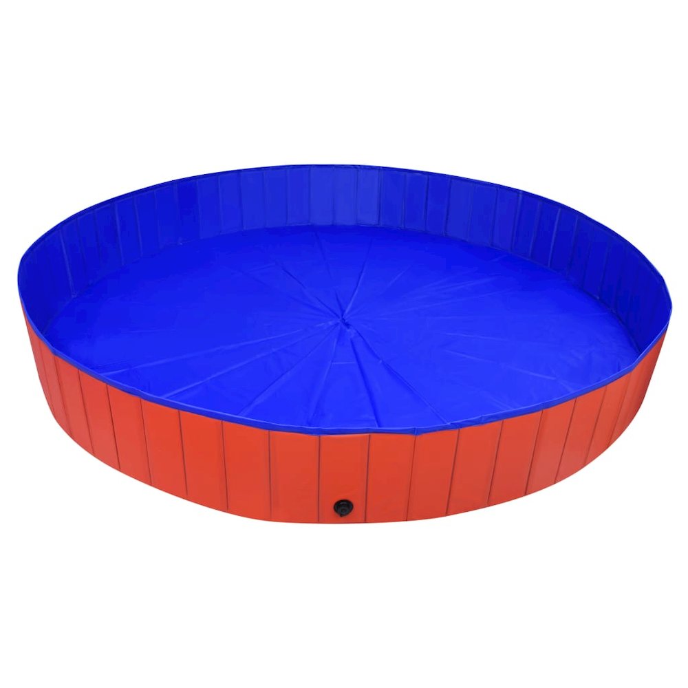 Dog Swimming Pool Red PVC Diameter 118.1 in x Height 15.7 in
