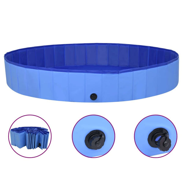 Dog Swimming Pool Blue Pvc Collapsible 78.7W x 78.7D x 11.8H