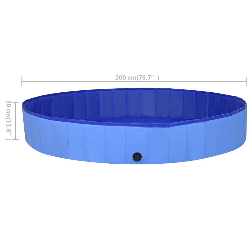 Dog Swimming Pool Blue PVC 78.7 x 11.8 in Collapsible
