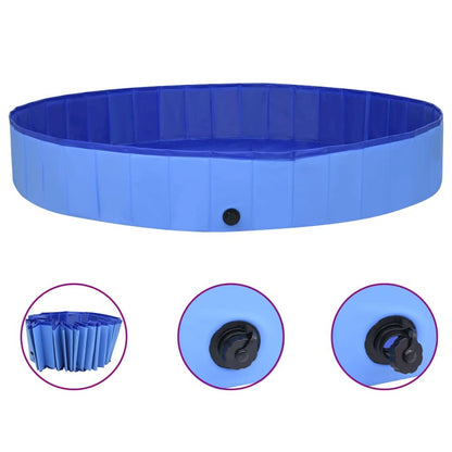 Dog Swimming Pool Blue Pvc Collapsible 118.1W x 118.1D x 15.7H